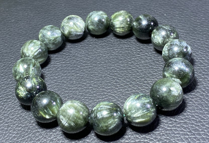 Seraphinite,AAAA Natural Authentic Russian Seraphinite Beads,13.4mm Bracelet,Seraphinite Beads Bracelet,Handmade Jewelry ET329