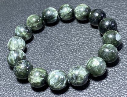 Seraphinite,AAAA Natural Authentic Russian Seraphinite Beads,13.4mm Bracelet,Seraphinite Beads Bracelet,Handmade Jewelry ET329