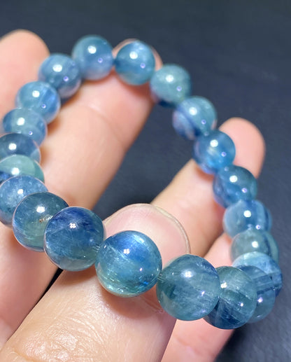 AAAA Natural Kyanite Bracelet, 10mm Round Bracelet,Tiny Blue Kyanite,Small Kyanite TIny,Crystal BraceletET317