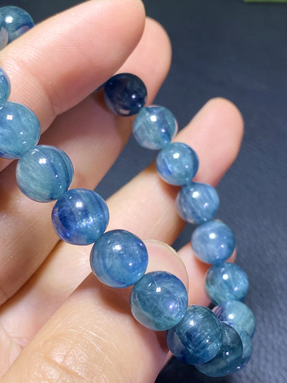 AAAA Natural Kyanite Bracelet, 10mm Round Bracelet,Tiny Blue Kyanite,Small Kyanite TIny,Crystal BraceletET317