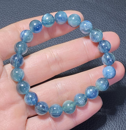 AAAA Natural Kyanite Bracelet, 10mm Round Bracelet,Tiny Blue Kyanite,Small Kyanite TIny,Crystal BraceletET317