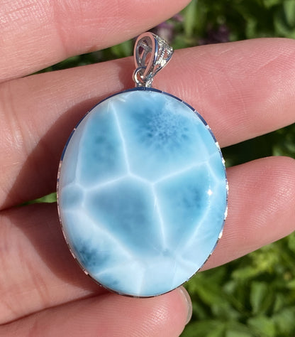 AAAA Natural Authentic Dominican Larimar Pendant,Gems Jewelry,Gems Pendant,Crystal Pendant,ET595