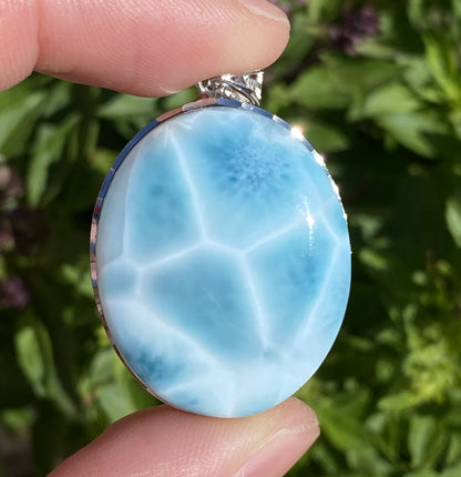 AAAA Natural Authentic Dominican Larimar Pendant,Gems Jewelry,Gems Pendant,Crystal Pendant,ET595