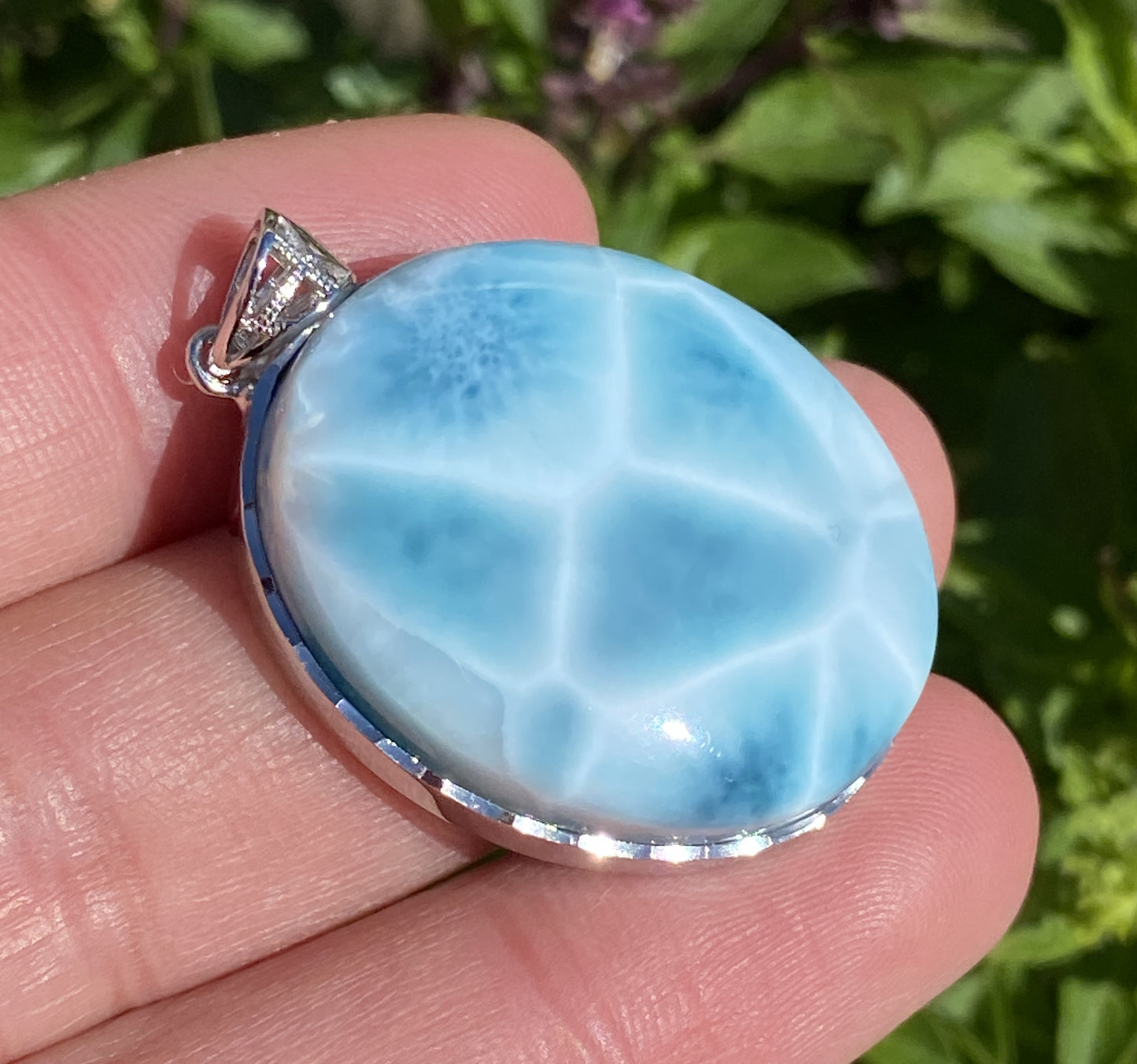 AAAA Natural Authentic Dominican Larimar Pendant,Gems Jewelry,Gems Pendant,Crystal Pendant,ET595