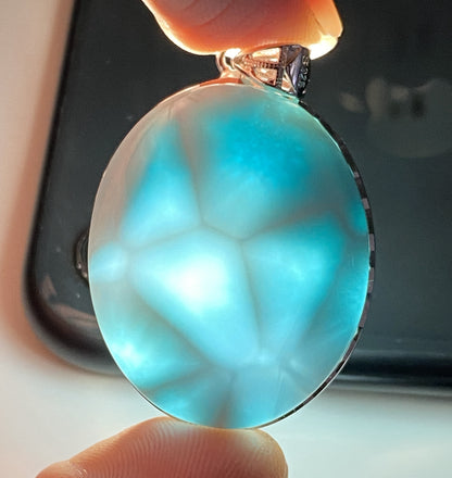 AAAA Natural Authentic Dominican Larimar Pendant,Gems Jewelry,Gems Pendant,Crystal Pendant,ET595