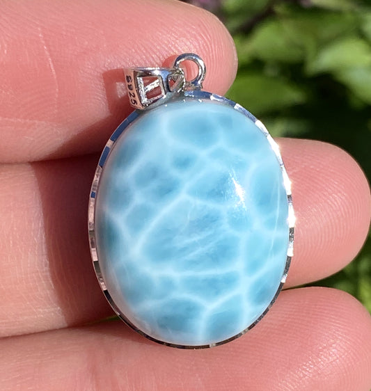 AAAA Natural Authentic Dominican Larimar Pendant,Gems Jewelry,Gems Pendant,Crystal Pendant,ET328