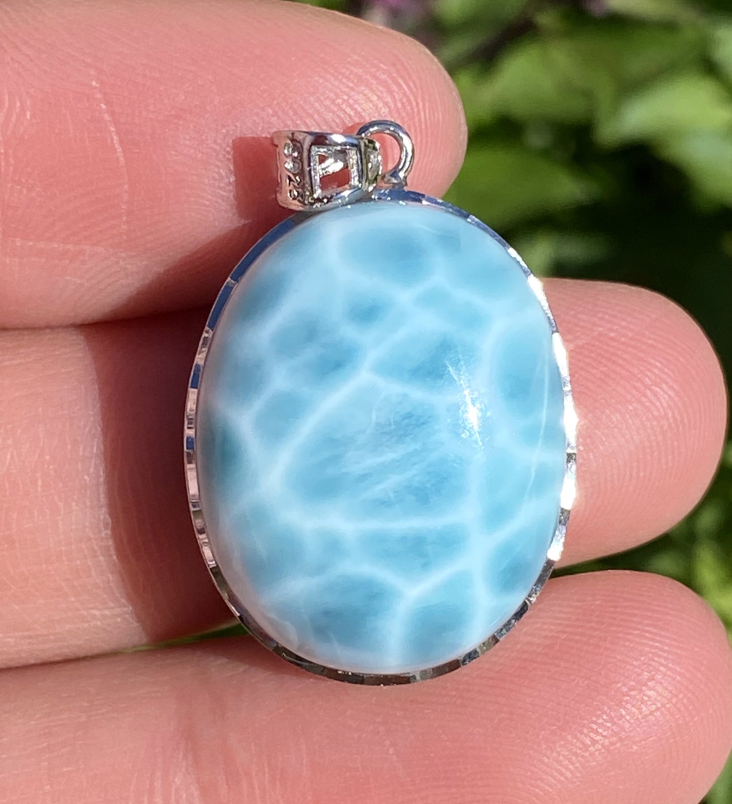 AAAA Natural Authentic Dominican Larimar Pendant,Gems Jewelry,Gems Pendant,Crystal Pendant,ET328