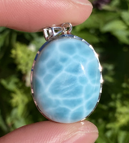 AAAA Natural Authentic Dominican Larimar Pendant,Gems Jewelry,Gems Pendant,Crystal Pendant,ET328