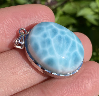 AAAA Natural Authentic Dominican Larimar Pendant,Gems Jewelry,Gems Pendant,Crystal Pendant,ET328