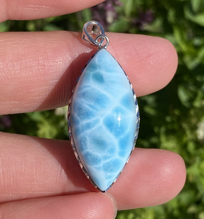 AAA+ Natural Authentic Dominican Larimar Pendant,Gems Jewelry,Gems Pendant,Crystal Pendant,ET356