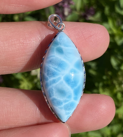 AAA+ Natural Authentic Dominican Larimar Pendant,Gems Jewelry,Gems Pendant,Crystal Pendant,ET356