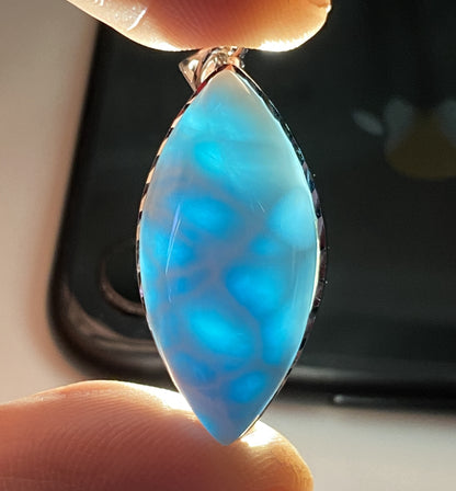 AAA+ Natural Authentic Dominican Larimar Pendant,Gems Jewelry,Gems Pendant,Crystal Pendant,ET356