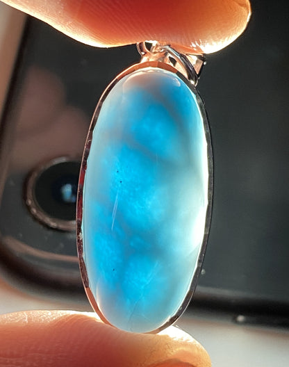 AAA Natural Authentic Dominican Larimar Pendant,Gems Jewelry,Gems Pendant,Crystal Pendant,ET713