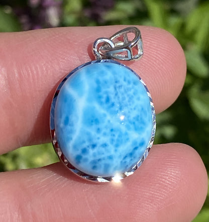 AAAA+ Natural Dominican Larimar Pendant,Larimar Stone,Larimar Jewelry,Collectible Quality Gems,Pendant Necklace ET358