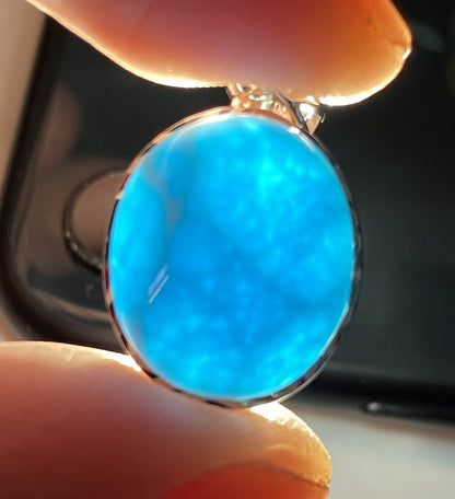 AAAA+ Natural Dominican Larimar Pendant,Larimar Stone,Larimar Jewelry,Collectible Quality Gems,Pendant Necklace ET358