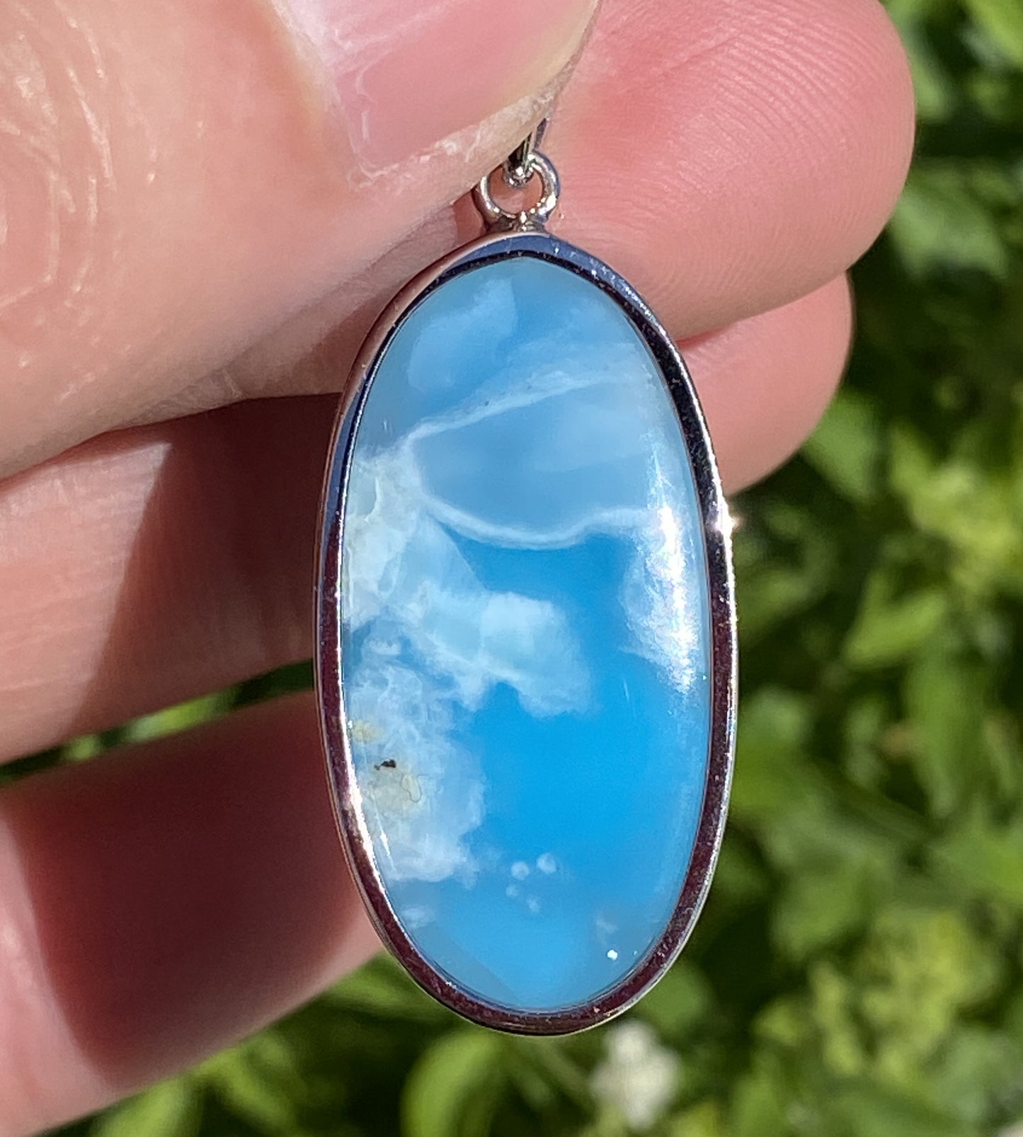 AAAA++ Natural Authentic Dominican Larimar Pendant,Gems Jewelry,Gems Pendant,Crystal Pendant,ET360