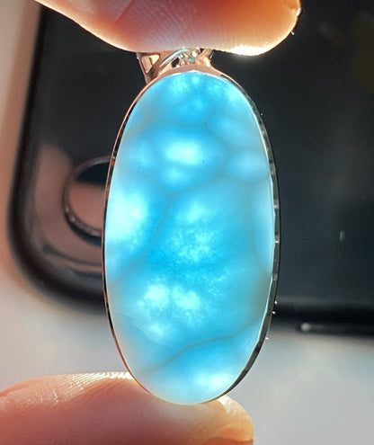 AAAA++ Natural Authentic Dominican Larimar Pendant,Gems Jewelry,Gems Pendant,Crystal Pendant,ET360