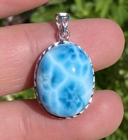 AAAA+ Natural Dominican Larimar Pendant,Larimar Stone,Larimar Jewelry,Collectible Quality Gems,Pendant Necklace ET355