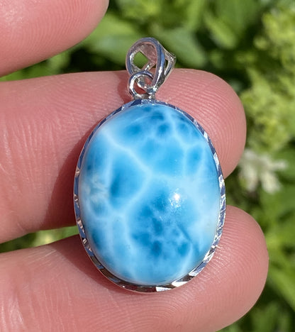 AAAA+ Natural Dominican Larimar Pendant,Larimar Stone,Larimar Jewelry,Collectible Quality Gems,Pendant Necklace ET355