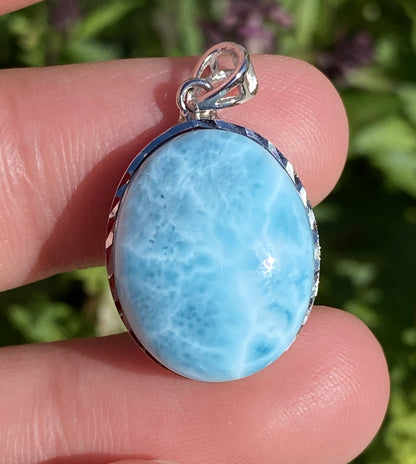 AAA Natural Authentic Dominican Larimar Pendant,Gems Jewelry,Gems Pendant,Crystal Pendant ET735