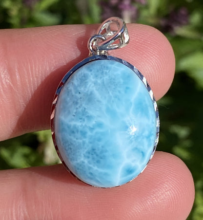 AAA Natural Authentic Dominican Larimar Pendant,Gems Jewelry,Gems Pendant,Crystal Pendant ET735