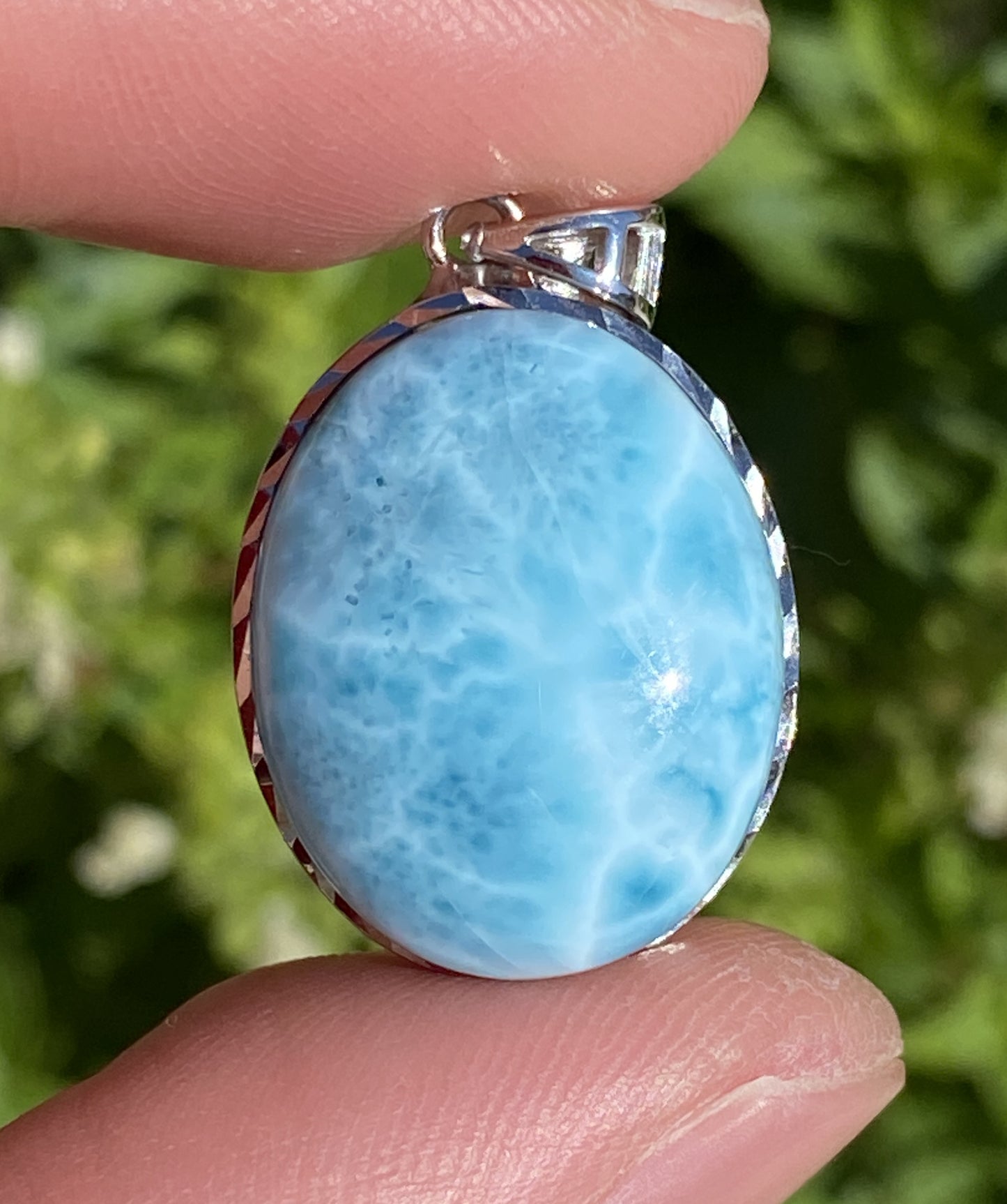 AAA Natural Authentic Dominican Larimar Pendant,Gems Jewelry,Gems Pendant,Crystal Pendant ET735