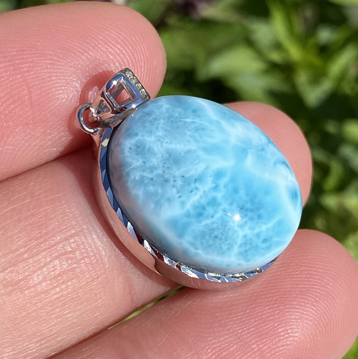 AAA Natural Authentic Dominican Larimar Pendant,Gems Jewelry,Gems Pendant,Crystal Pendant ET735