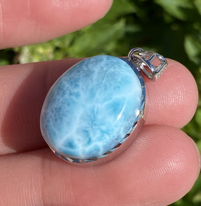 AAA Natural Authentic Dominican Larimar Pendant,Gems Jewelry,Gems Pendant,Crystal Pendant ET735