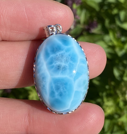 Larimar,AAAA+ Natural Dominican Larimar Pendant,Larimar Bracelet,Anniversary Gift, Larimar Jewelry,SilverJewelry ET310