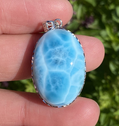 Larimar,AAAA+ Natural Dominican Larimar Pendant,Larimar Bracelet,Anniversary Gift, Larimar Jewelry,SilverJewelry ET310