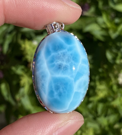 Larimar,AAAA+ Natural Dominican Larimar Pendant,Larimar Bracelet,Anniversary Gift, Larimar Jewelry,SilverJewelry ET310