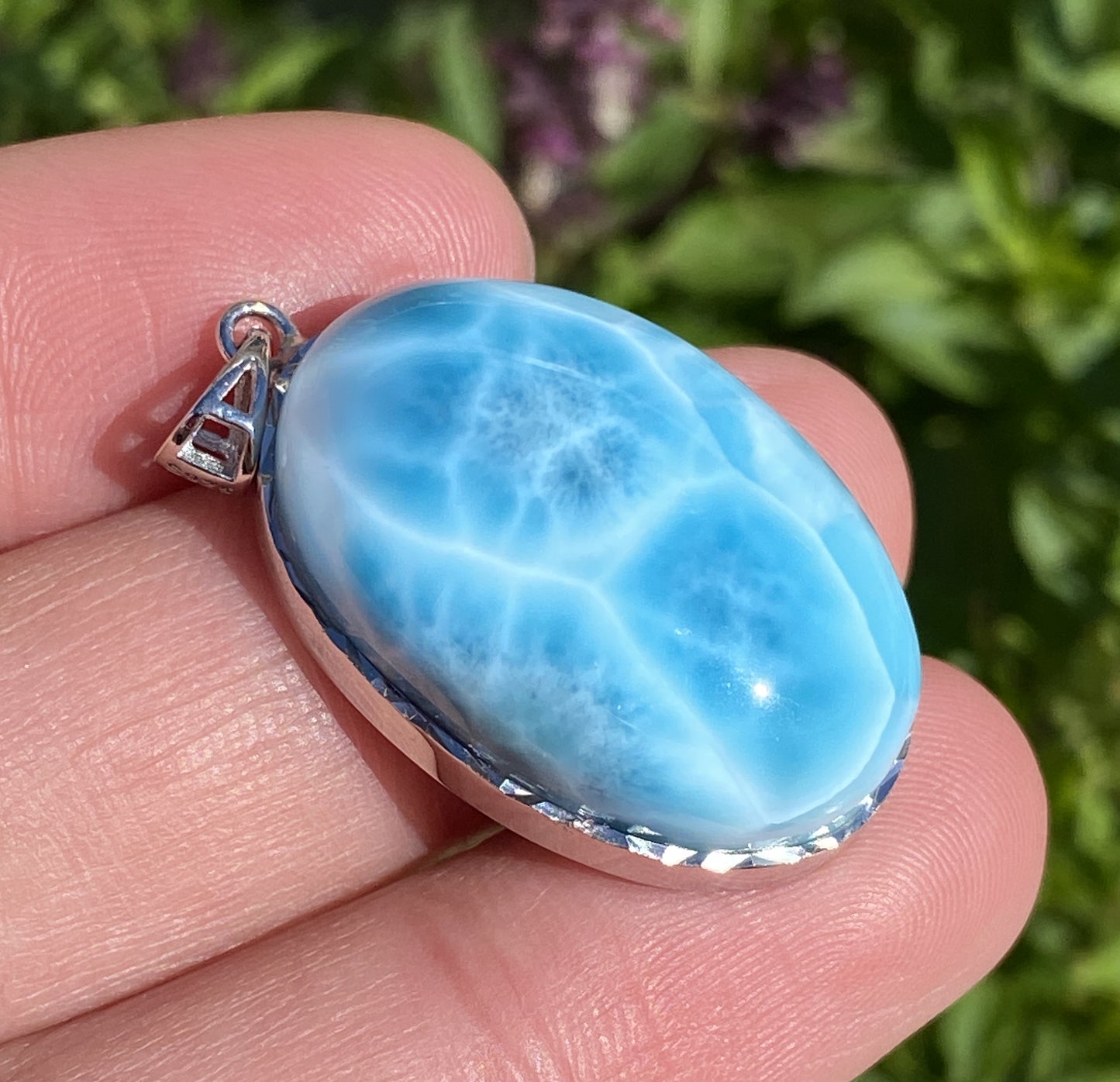 Larimar,AAAA+ Natural Dominican Larimar Pendant,Larimar Bracelet,Anniversary Gift, Larimar Jewelry,SilverJewelry ET310