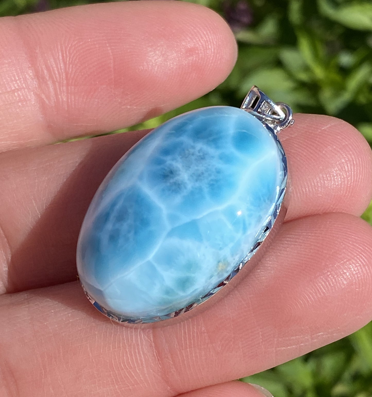 Larimar,AAAA+ Natural Dominican Larimar Pendant,Larimar Bracelet,Anniversary Gift, Larimar Jewelry,SilverJewelry ET310