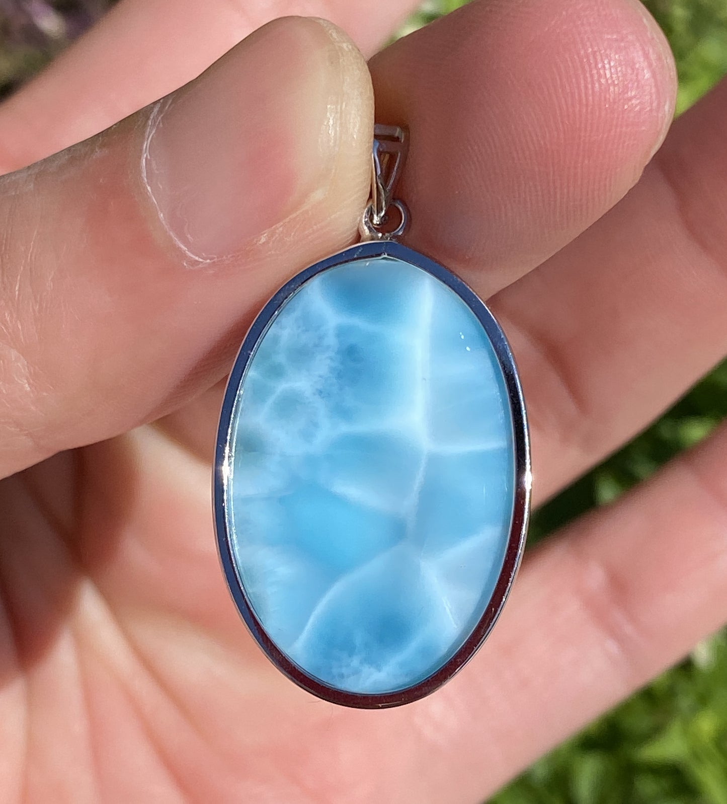 Larimar,AAAA+ Natural Dominican Larimar Pendant,Larimar Bracelet,Anniversary Gift, Larimar Jewelry,SilverJewelry ET310