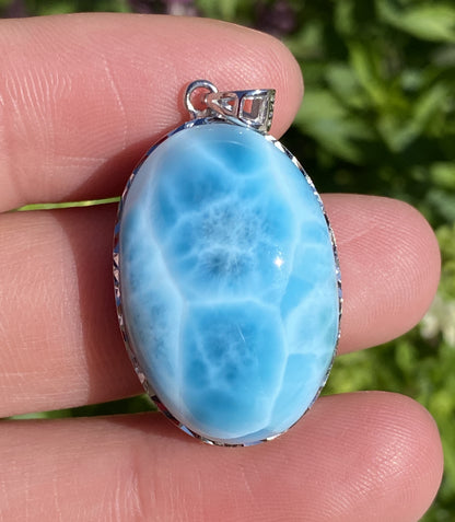 Larimar,AAAA+ Natural Dominican Larimar Pendant,Larimar Bracelet,Anniversary Gift, Larimar Jewelry,SilverJewelry ET310