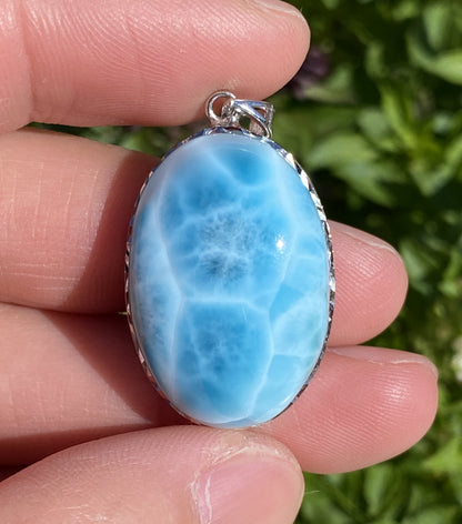 Larimar,AAAA+ Natural Dominican Larimar Pendant,Larimar Bracelet,Anniversary Gift, Larimar Jewelry,SilverJewelry ET310