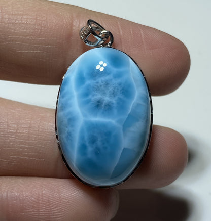 Larimar,AAAA+ Natural Dominican Larimar Pendant,Larimar Bracelet,Anniversary Gift, Larimar Jewelry,SilverJewelry ET310