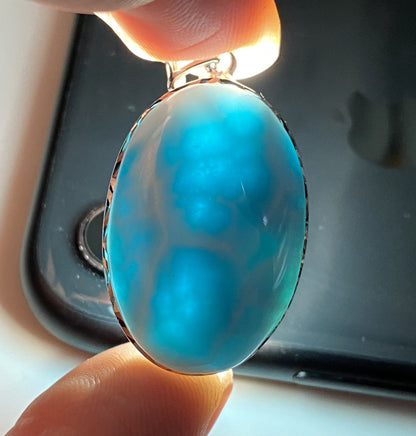 Larimar,AAAA+ Natural Dominican Larimar Pendant,Larimar Bracelet,Anniversary Gift, Larimar Jewelry,SilverJewelry ET310