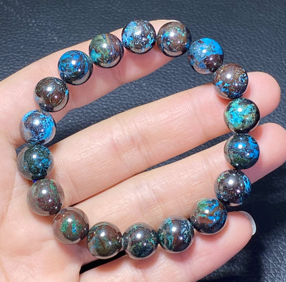 AAA Authentic Natural Azurite Stone Bracelet, 11.6mm Bracelet, Colorful Bracelet, Handmade Jewelry.Men's Bracelet ET530