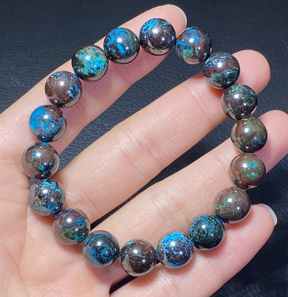 AAA Authentic Natural Azurite Stone Bracelet, 11.6mm Bracelet, Colorful Bracelet, Handmade Jewelry.Men's Bracelet ET530