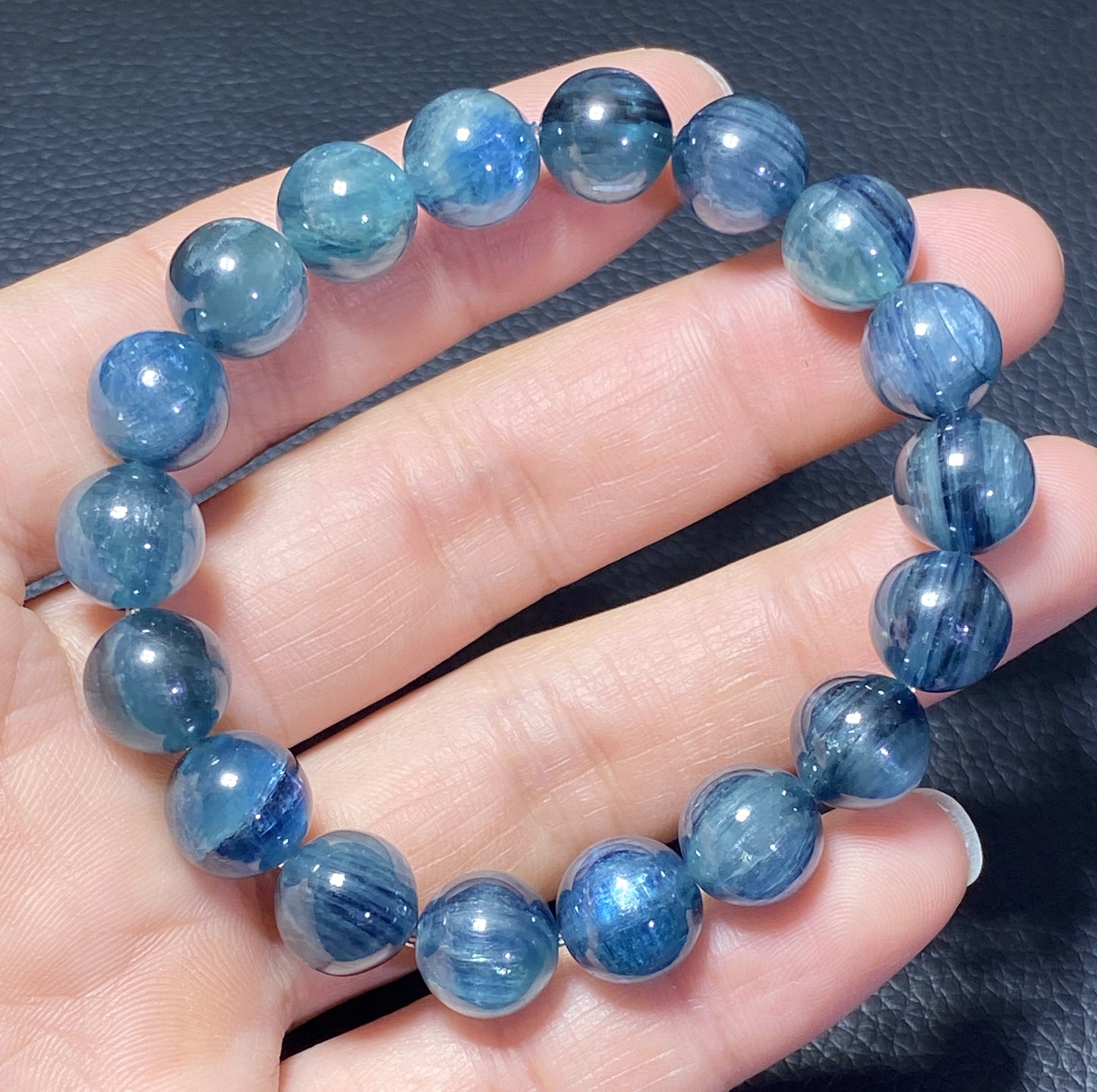 AAAA Natural Kyanite Bracelet, 10mm Round Bracelet,Tiny Blue Kyanite,Gems Bracelet,Men's Bracelet,Woman's Bracelet ET532