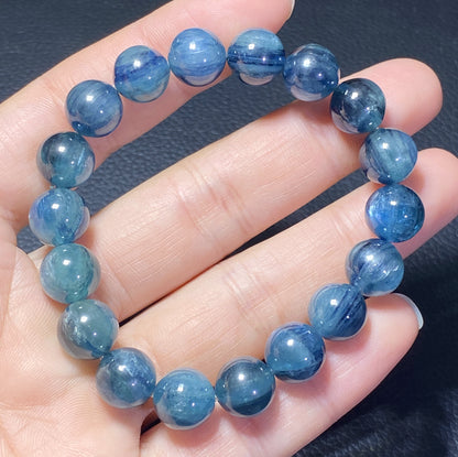 AAAA Natural Kyanite Bracelet, 10mm Round Bracelet,Tiny Blue Kyanite,Gems Bracelet,Men's Bracelet,Woman's Bracelet ET532