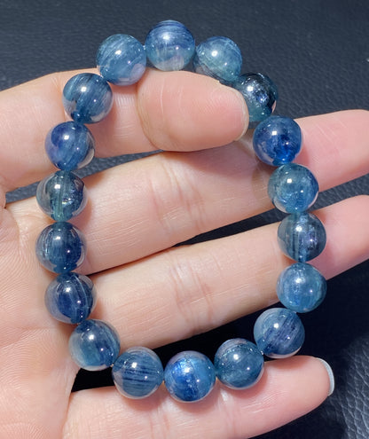 AAAA Natural Kyanite Bracelet, 10mm Round Bracelet,Tiny Blue Kyanite,Gems Bracelet,Men's Bracelet,Woman's Bracelet ET532