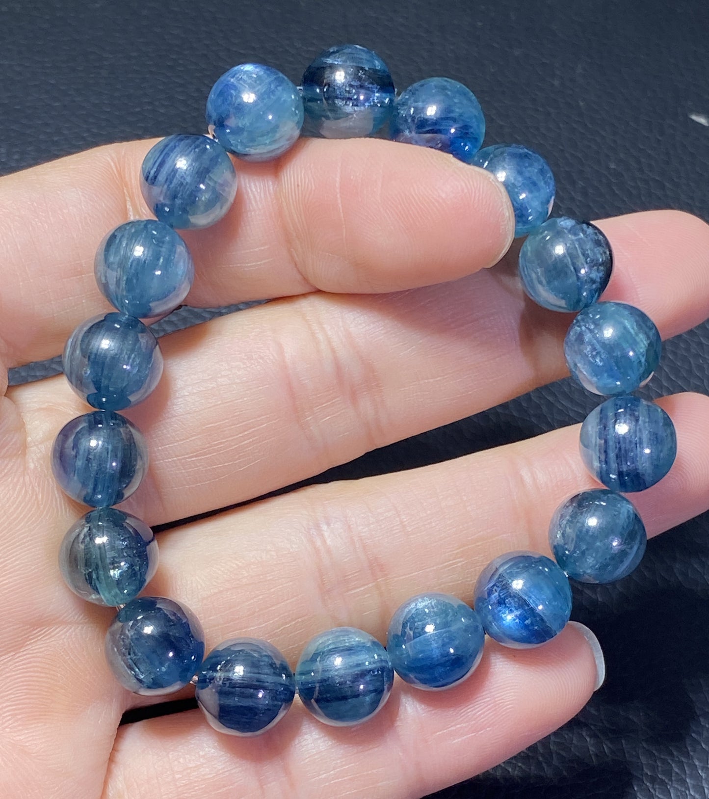 AAAA Natural Kyanite Bracelet, 10mm Round Bracelet,Tiny Blue Kyanite,Gems Bracelet,Men's Bracelet,Woman's Bracelet ET532