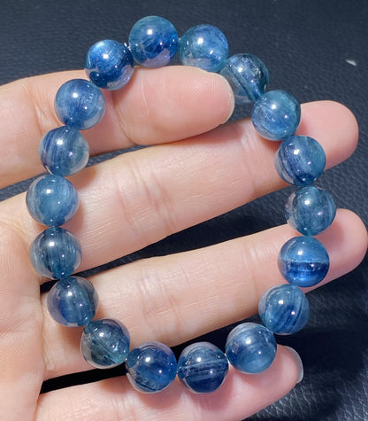 AAAA Natural Kyanite Bracelet, 10mm Round Bracelet,Tiny Blue Kyanite,Gems Bracelet,Men's Bracelet,Woman's Bracelet ET532