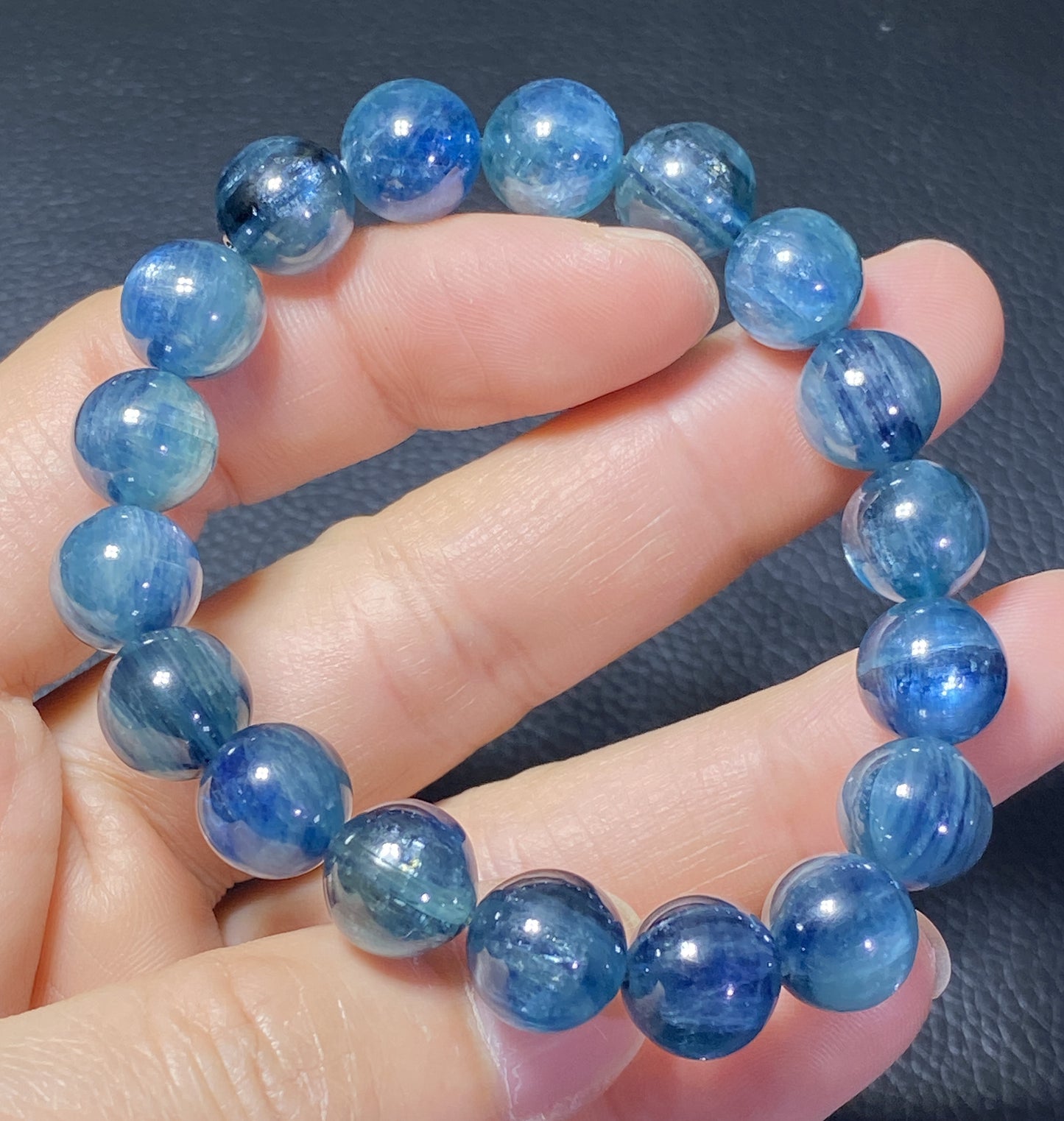 AAAA Natural Kyanite Bracelet, 10mm Round Bracelet,Tiny Blue Kyanite,Gems Bracelet,Men's Bracelet,Woman's Bracelet ET532