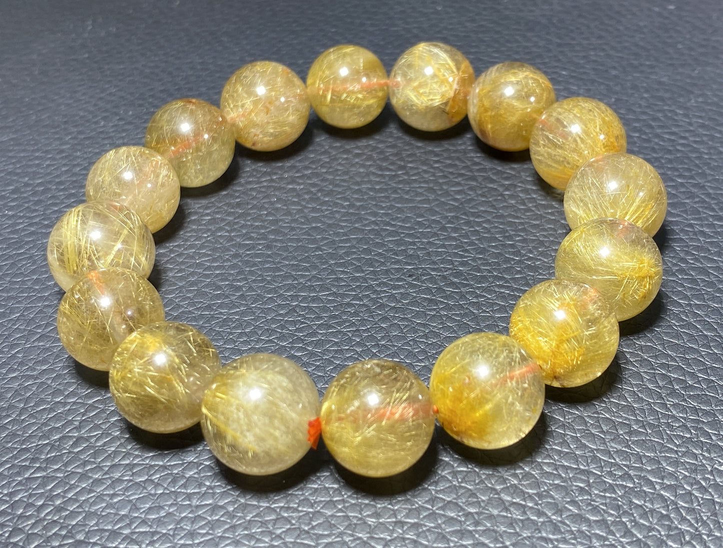 AAA+ Natural Rutilated Quartz Bracelet,Rutilated Quartz Stone,14mm Bracelet,Lucky Bracelet,Handmade jewelry ET0533