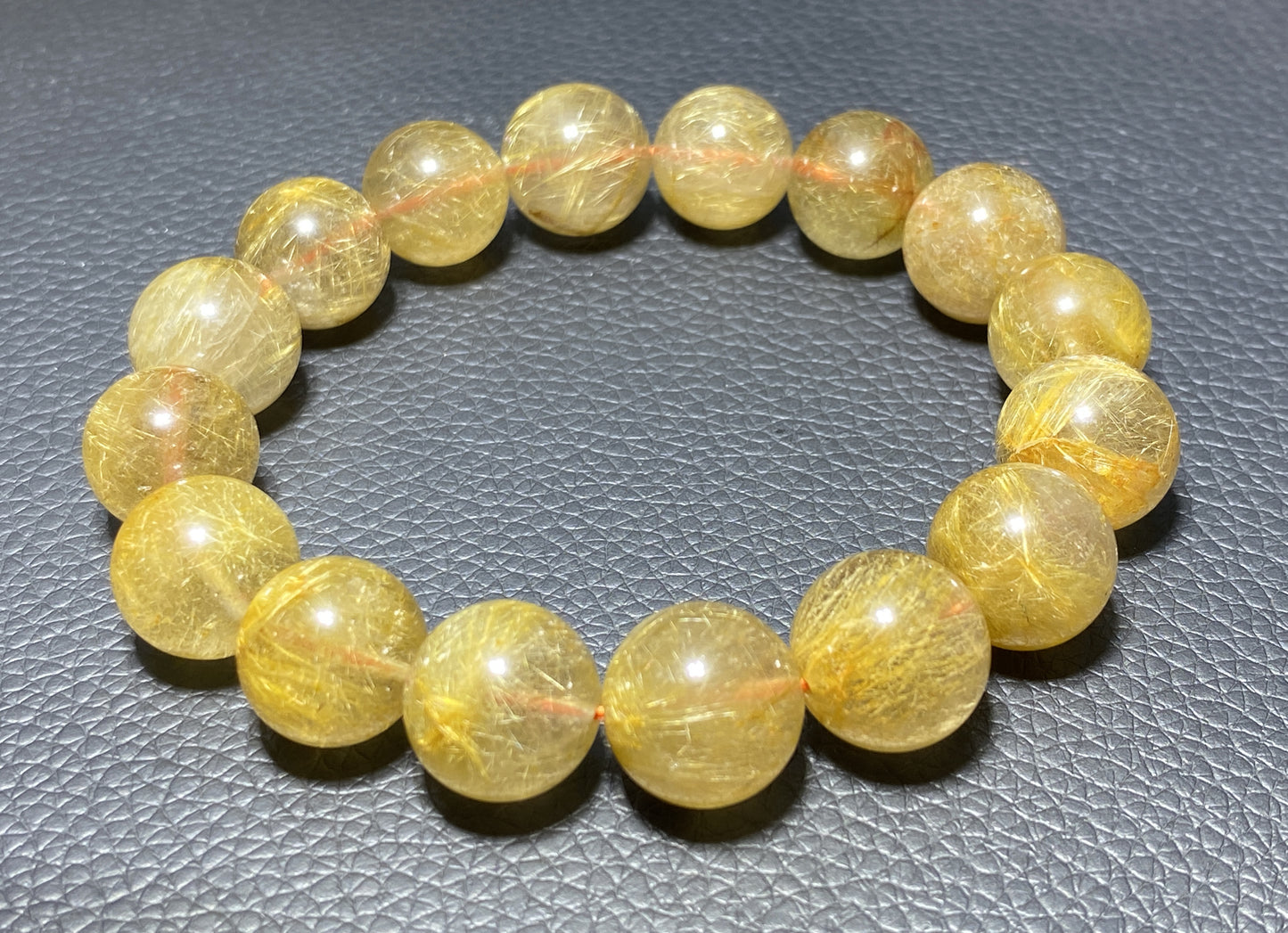 AAA+ Natural Rutilated Quartz Bracelet,Rutilated Quartz Stone,14mm Bracelet,Lucky Bracelet,Handmade jewelry ET0533