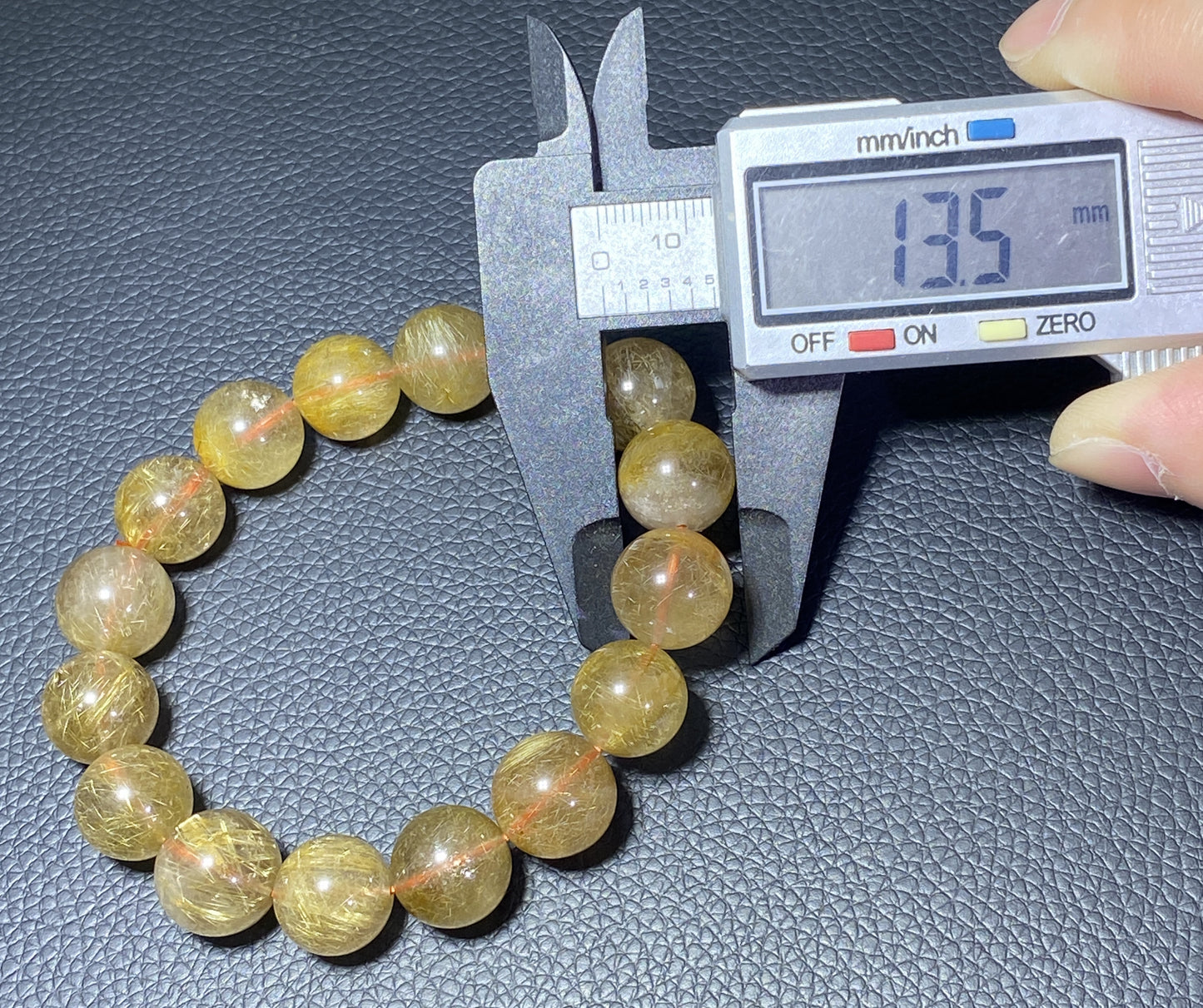 AAA+ Natural Rutilated Quartz Bracelet,Rutilated Quartz Stone,14mm Bracelet,Lucky Bracelet,Handmade jewelry ET0533