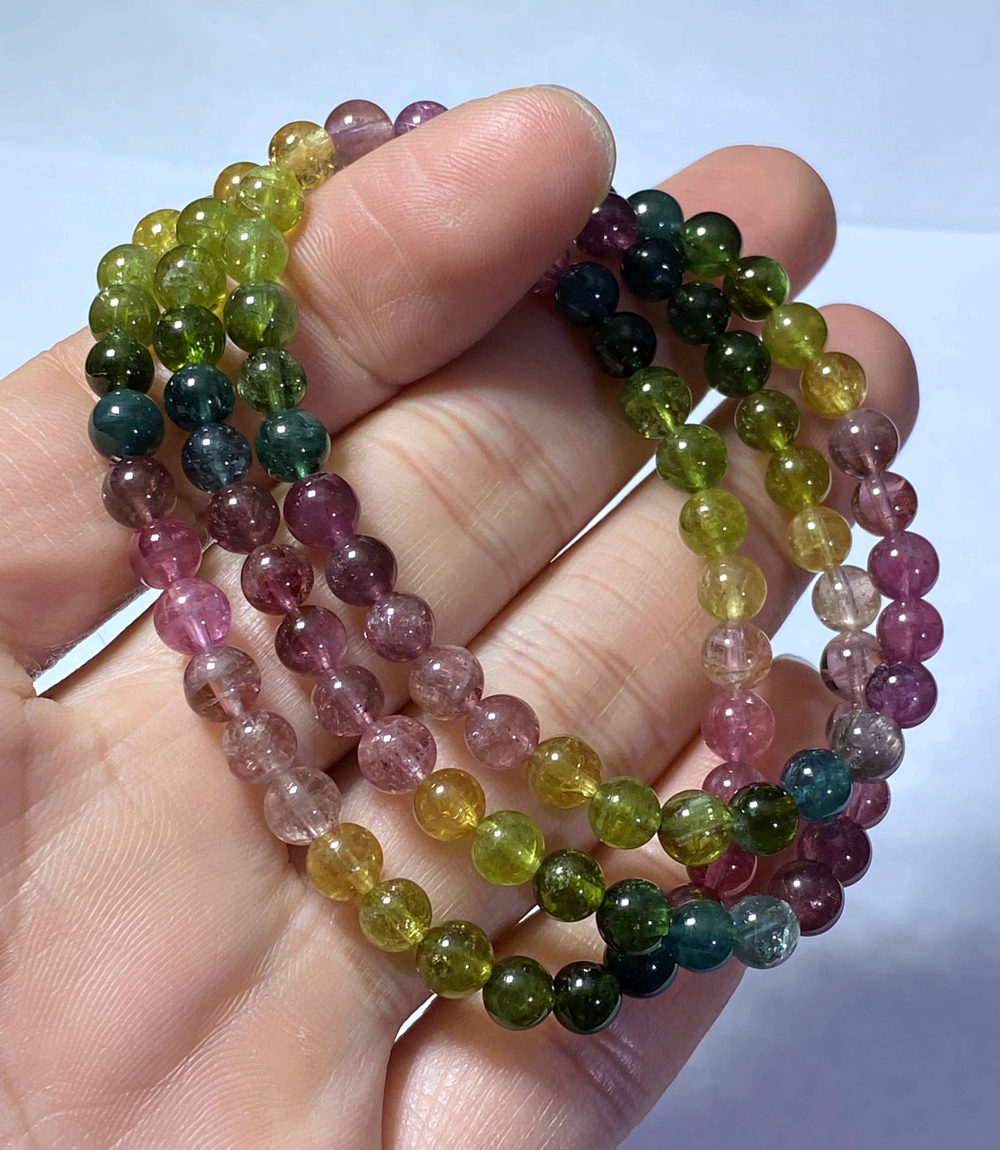 AAAA Natural Authentic Tourmaline Bracelet, Tourmaline Round Bracelet, Rainbow Tourmaline Bracelet ET1071